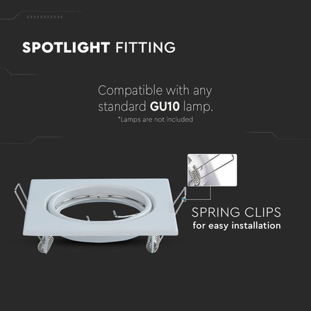 GU10 Square Spotlight Fitting White 2 pcs/box  82X82