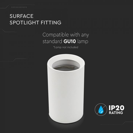 GU10 Surface Mounted Fitting White ( H : 100mm )