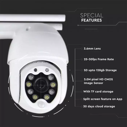 P09-8  WIFI Outdoor Camera With 8 Led Lights 3MP IP65 Dome