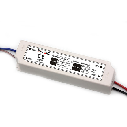 SKU 3235 LED Захранване Slim Plastic - 75W 12V IP67 с марка V-TAC