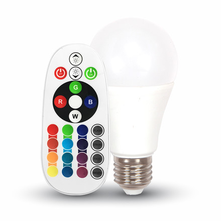 LED Bulb - 6W E27 A60 RGB With Remote Control 6400K
