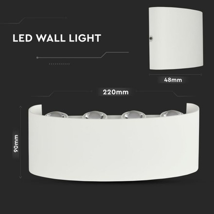 8W LED Wall Light Sand White IP54 4000K