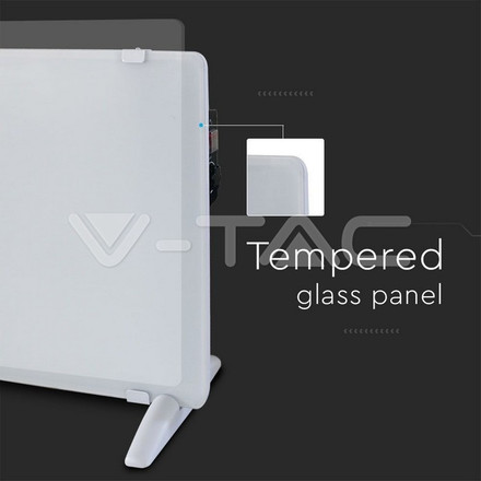 SKU 8661 2000W Конвектор Стъкло Алуминиев Нагряващ Елемент Бяла IP24 с марка V-TAC