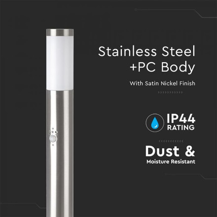 SKU 8960 Е27 Градинска Лампа 80СМ PIR Сензор Неръждавейка Сатен Никел IP44 с марка V-TAC