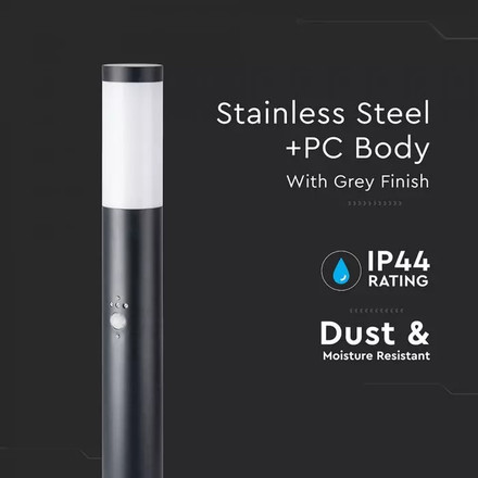 SKU 8984 Е27 Градинска Лампа 80СМ PIR Сензор Неръждавейка Стомана Черен IP44 с марка V-TAC