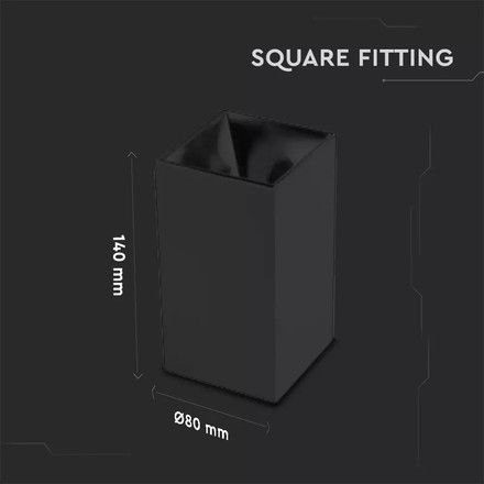 GU 10 Fitting Square Black + Black