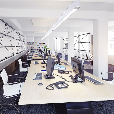 LED Linear Light SAMSUNG CHIP - 60W Hanging Suspension Silver Body 4000K 1200x75x105mm