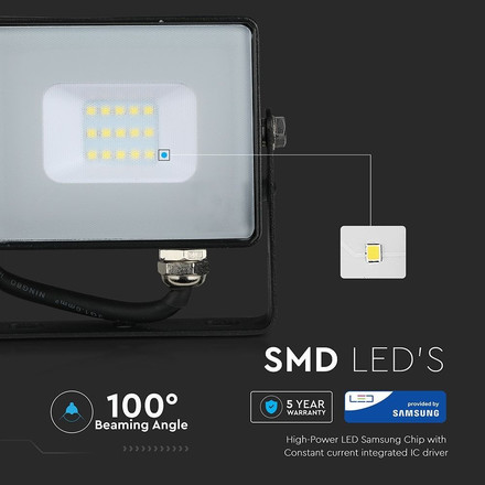 10W LED Floodlight SMD SAMSUNG CHIP Black Body 4000K