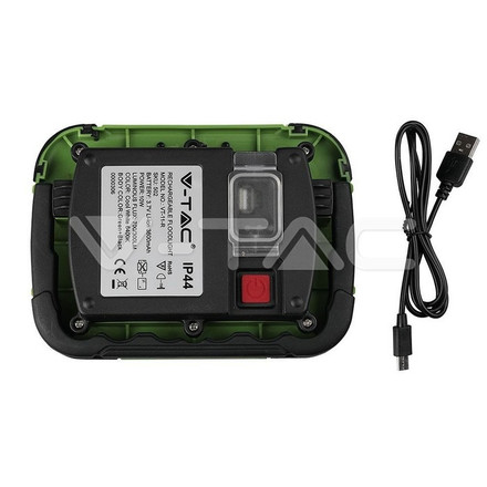 LED Прожектор с батерия 10W 6400К IP44 Презаредим USB + SOS Функция SAMSUNG ЧИП SKU 502 V-TAC