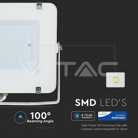 LED Прожектор 150W 3000К SAMSUNG ЧИП Бяло Тяло SKU 478 V-TAC