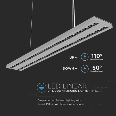 LED Linear Light SAMSUNG CHIP - 60W Hangign  Linkable Silver Body 4000K 1190x160x30mm