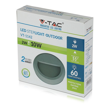 SKU 1318 2W LED Осветление За Стъпала Сиво Тяло Кръг 4000К с марка V-TAC