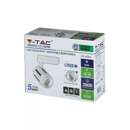 SKU 1359 35W Релсов Монтаж Бяло Тяло 6500К 5 Години Гаранция с марка V-TAC