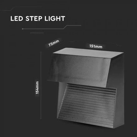 SKU 1398 3W LED Осветление За Стъпала Черно Тяло Квадрат 3000К с марка V-TAC