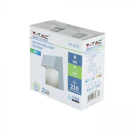 SKU 1400 3W LED Осветление За Стъпала Сиво Тяло Квадрат 3000К с марка V-TAC