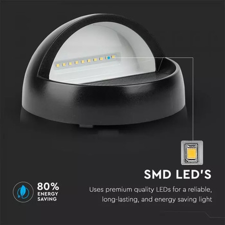 SKU 1404 3W LED Осветление За Стъпала Черно Тяло Кръг 3000К с марка V-TAC