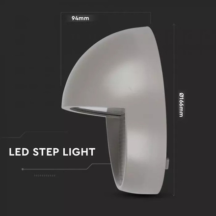SKU 1406 3W LED Осветление За Стъпала Сиво Тяло Кръг 3000К с марка V-TAC