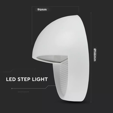 SKU 1408 3W LED Осветление За Стъпала Бяло Тяло Кръг 3000К с марка V-TAC