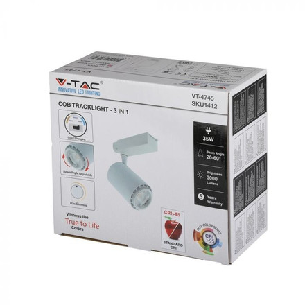 SKU 1412 35W Релсов Монтаж Бяло Тяло 3в1 5г. Гаранция с марка V-TAC