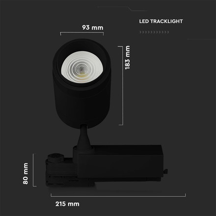 35W LED Track Light With Blue Tooth Control 3 in 1 Black 