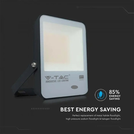 LED Прожектор със сензор за светлина 100W 3000К 100LM/W SAMSUNG ЧИП Черно Тяло SKU 20175 V-TAC