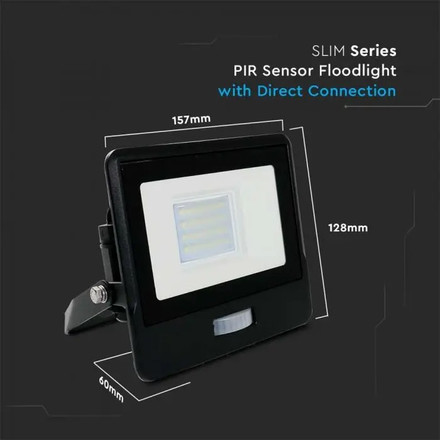 20W LED PIR Sensor Floodlight SAMSUNG CHIP Black Body 6500K