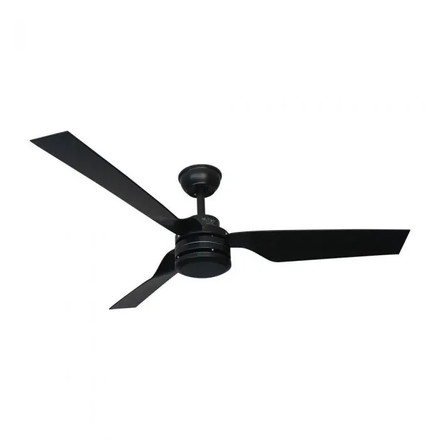 65W LED Ceiling Fan Silver Body RF Control  3 Black  Blades  AC Motor  ( 52INCH )