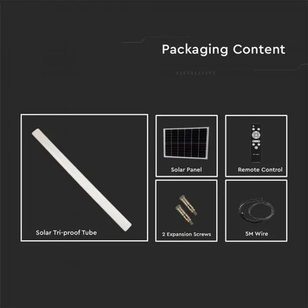 SKU 6500 LED Влагозащитено Тяло Солар 1200mm 18W 3в1 Дистанционно + Сензор с марка V-TAC