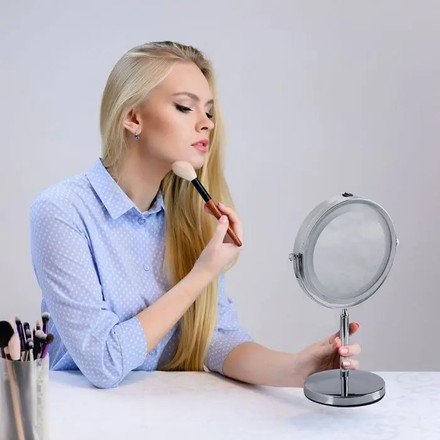 SKU 6629 3 LED Огледало Настолно 4xAAA Батерия Никел Тяло D:17СМ с марка V-TAC