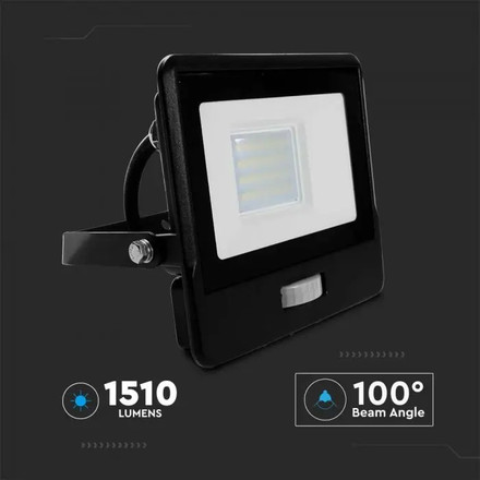 20W LED PIR Sensor Floodlight SAMSUNG CHIP Black Body 6500K 1M Cable