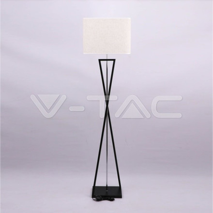 Designer Floor Lamp With Ivory Lampshade Black Square Black Metal Canopy + Switch 