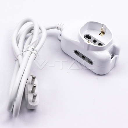 SKU 8733 3M MULTIPLE SOCKET WITH PLUG (POLYBAG+CARD) 1x2 PIN - WHITE с марка V-TAC