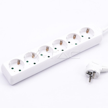 6 Ways Socket (3G 1.5MM2 X 1.5M) Polybag With Card White 