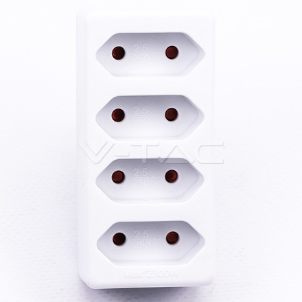 4 Ways Adapter With Earthing Contact 10A 250V (Label + Polybag With Headcard ) White 