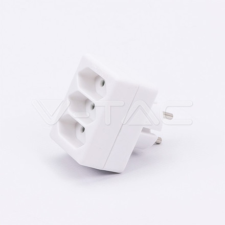 3 Outlet Adapter 2.5A  White Label + Poly Bag