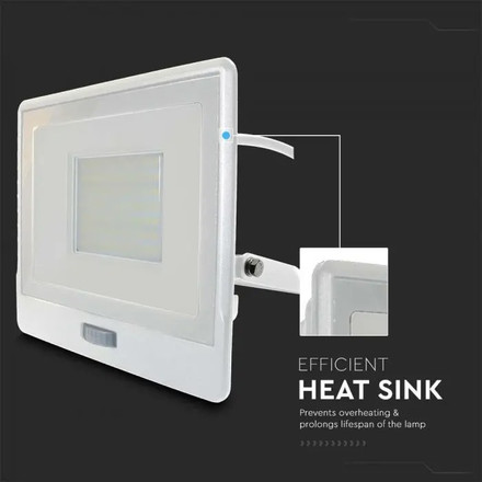 50W LED PIR Sensor Floodlight SAMSUNG CHIP White Body 6500K 1M Cable