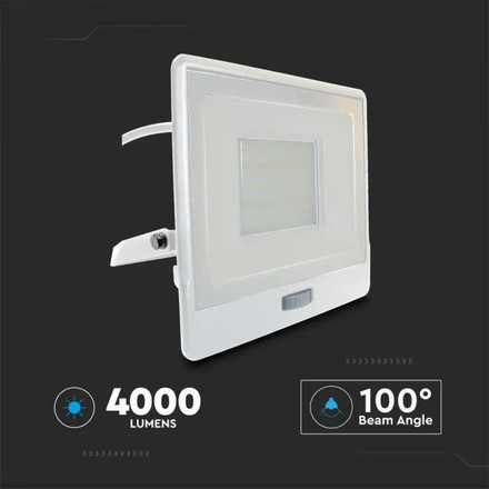 50W LED PIR Sensor Floodlight SAMSUNG CHIP White Body 6500K 1M Cable