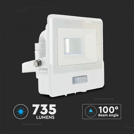 LED Прожектор с PIR сензор 10W 4000К SAMSUNG ЧИП Бяло Тяло SKU 20269 V-TAC