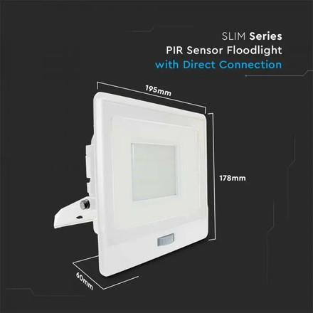 50W LED PIR Sensor Floodlight SAMSUNG CHIP White Body 3000K