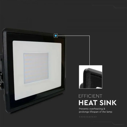 LED Прожектор 50W 3000К SAMSUNG ЧИП Черно Тяло SKU 20313 V-TAC