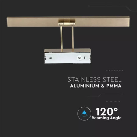 SKU 3983 8W LED Лампа За Картина Подвижна Златна ф455 3000К с марка V-TAC