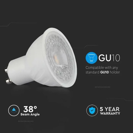 LED Крушка GU10 6W 3000K 38° SAMSUNG ЧИП SKU 21189 V-TAC