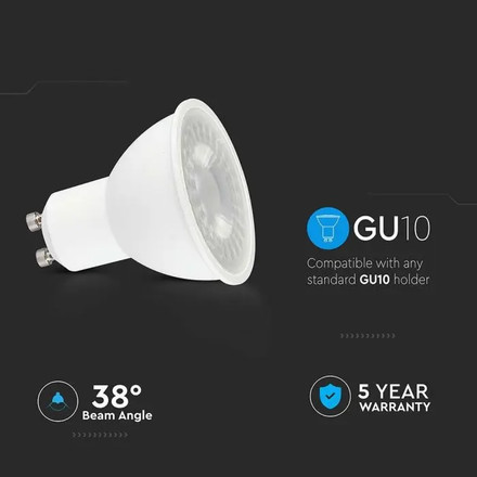 LED Крушка GU10 7.5W 3000K 38° SAMSUNG ЧИП SKU 21875 V-TAC