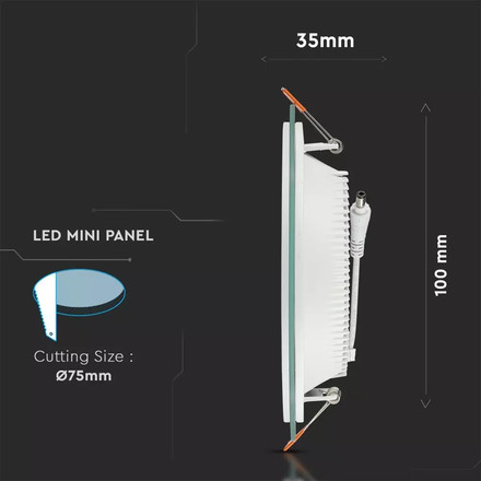 SKU 4740 6W LED Панел Стъклено Тяло - Кръгъл Модул 3000K с марка V-TAC