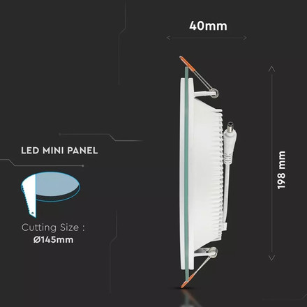 18W LED Panel Downlight Glass - Round 3000K