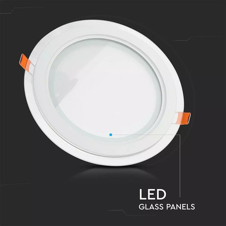 18W LED Panel Downlight Glass - Round  6400K