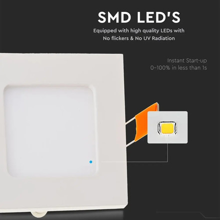 SKU 4863 6W LED Premium Панел - Квадрат 3000K с марка V-TAC