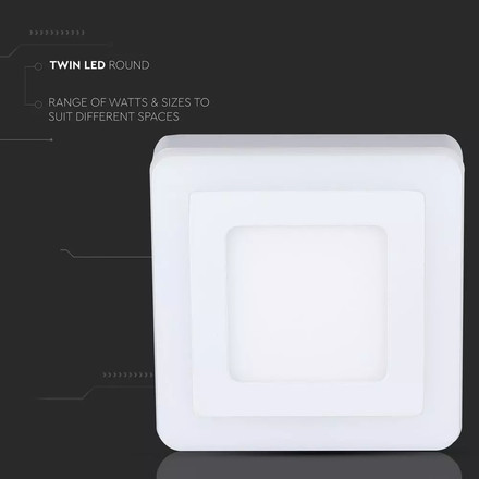 6W+2W LED Surface Panel Downlight - Square 3000K                EMC+CR80                  