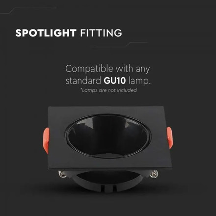 SKU 6652 GU10 Корпус Квадрат Черна Рамка + Черен Рефлектор с марка V-TAC