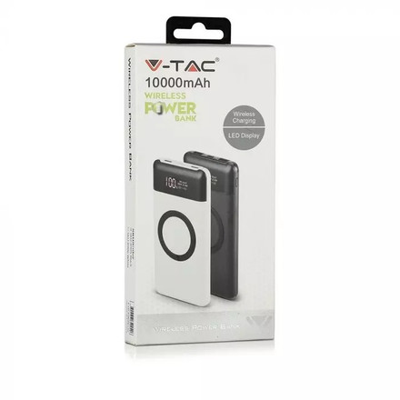 SKU 8905 Външна Батерия Безжично Зареждане USB C+B 10К Mah Черна с марка V-TAC